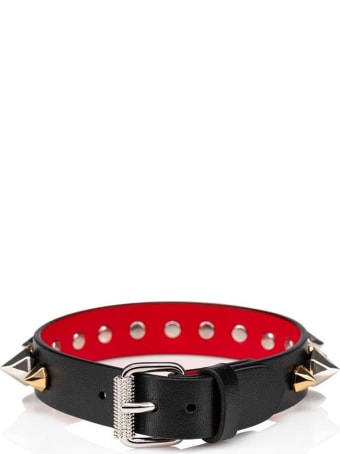 Christian Louboutin M Loublink 15 Calf/paris/spikes Rock Mix Black Leather Bracelet