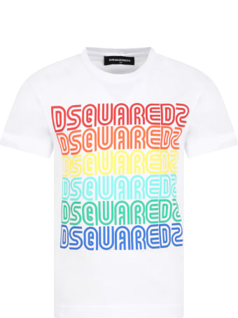 Dsquared2 White T-shirt For Boy With Logos