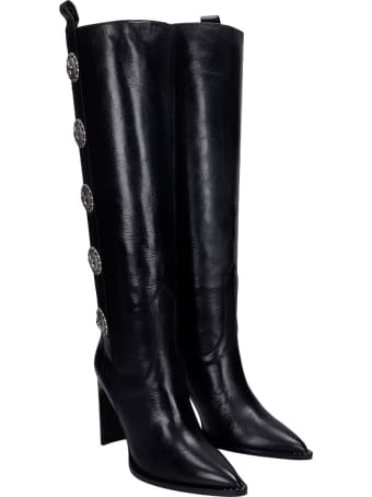 Kate Cate High Heels Boots In Black Leather