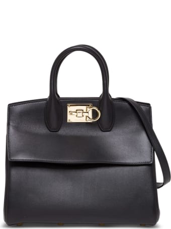 Salvatore Ferragamo The Studio Handbag In Black Leather
