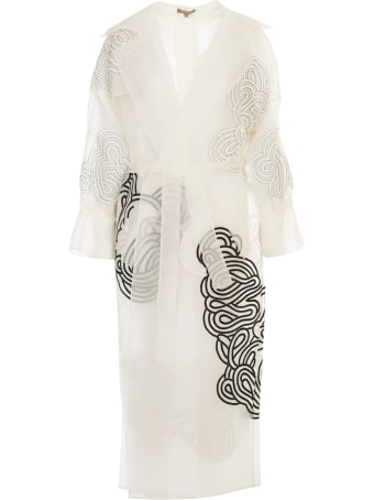 Varana Organza Silk Trench W/rabari Embroidery