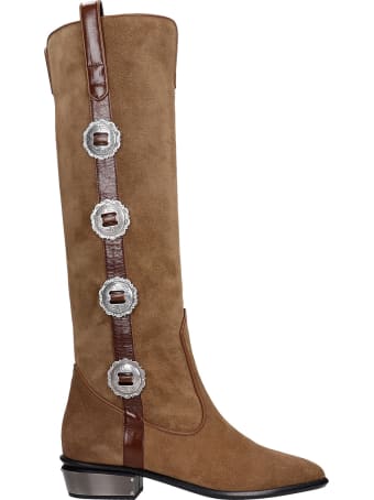 Kate Cate Low Heels Boots In Leather Color Suede