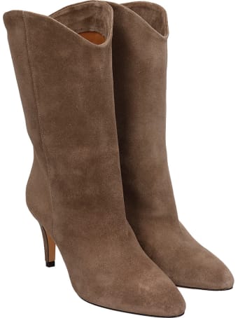 The Seller High Heels Ankle Boots In Taupe Suede
