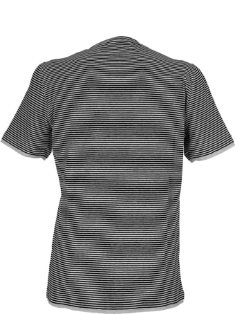 Brunello Cucinelli Slim Fit Crewneck T-shirt In Stretch Linen Striped Jersey