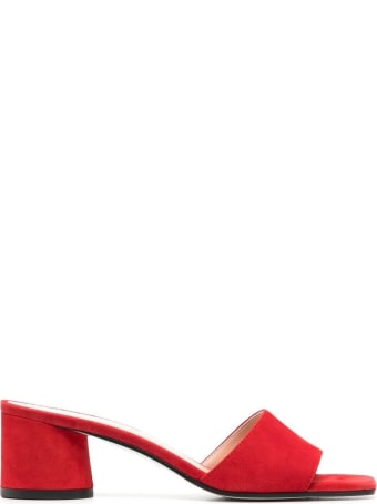 Pollini Red Suede Mules