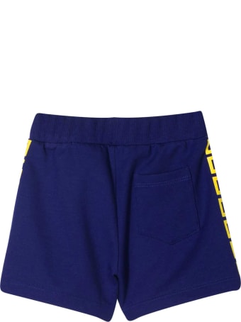 Young Versace Blue Shorts With Yellow Details