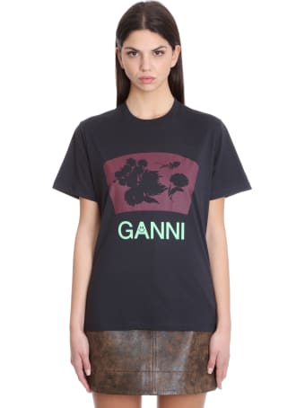 Ganni T-shirt In Black Cotton