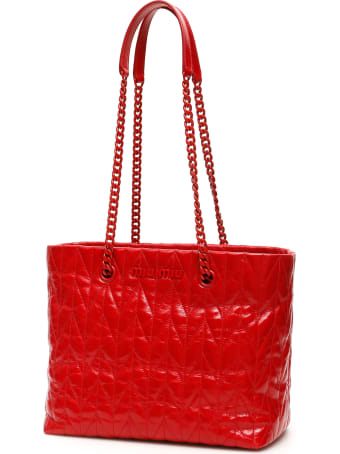 Miu Miu Quilted Shine Calfskin Tote Bag