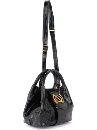 Zanellato Shoulder Bag Zanella Model Zoe Baby Portrait Line In Black Leather With Crocodile Print