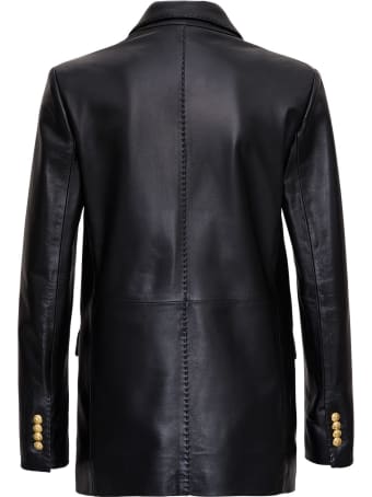 Tagliatore Double Breasted Blazer In Learther With Gold-tone Buttons