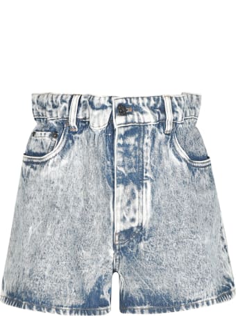 Miu Miu Gathered Waist Denim Shorts