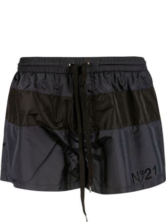 Thom Browne Drawstring Waist Logo Swim Shorts