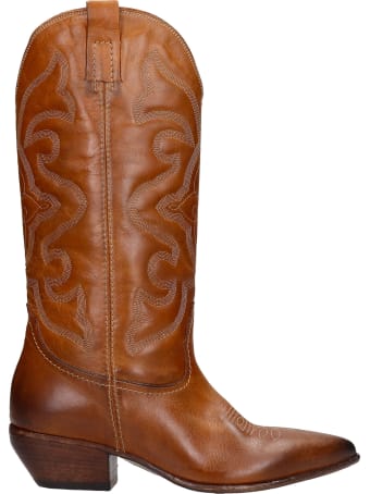Elena Iachi Texan Boots In Leather Color Leather