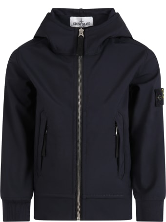 Stone Island Junior Blue Jacket For Boy With Iconic Patch