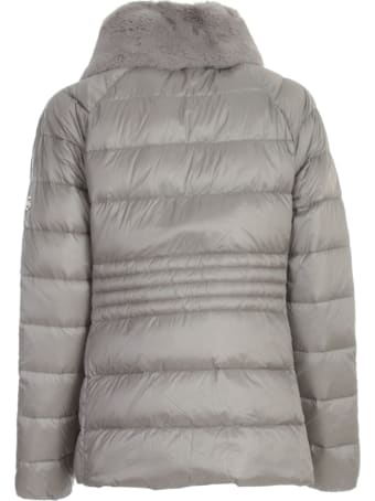 Michael Kors Collection Short Flared Padded Jacket W/faux Fur Neck