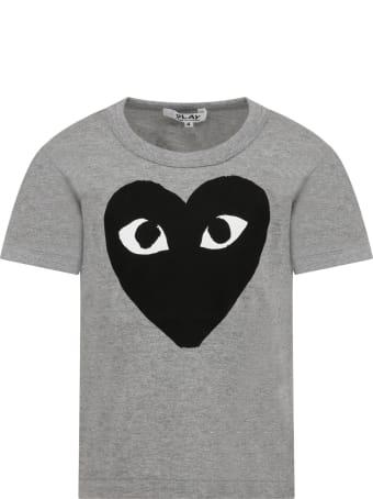 Comme des Garçons Play Grey T-shirt For Kids With Logo