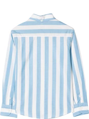 Brunello Cucinelli White Shirt With Light Blue Stripes