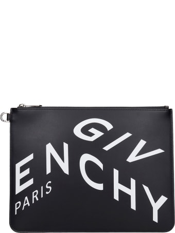 Givenchy Large Zip Pouch Clutch In Black Leather