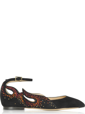 Charlotte Olympia Feelin' Hot Hot Hot! Black Suede Ballerinas