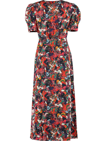 Saloni Bianca Printed Crêpe-de-chine Dress