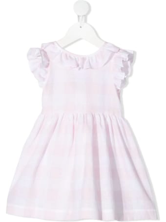 Il Gufo Pink And White Checked Damier Linen Dress