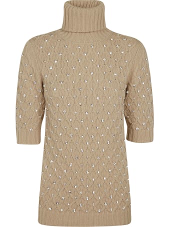 Blumarine Crystal Embellished Patterned Sweater