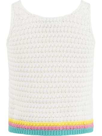 Stella McCartney White Tank Top For Girl With Butterflay