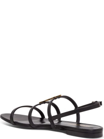 Saint Laurent Clessandra Sandals In Leather With Logo