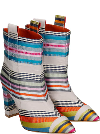 Bams High Heels Ankle Boots In Grey Fabric
