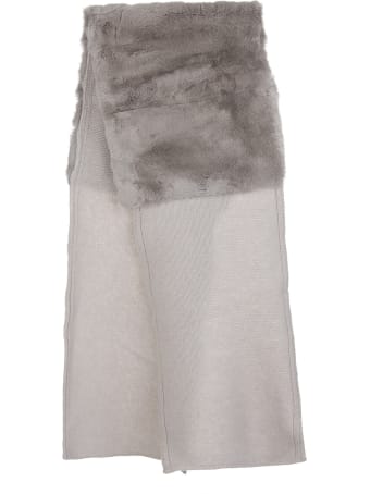Fedeli Sand Woman Scarf With Lapin Fur