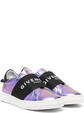 Givenchy Urban Street Kid Sneakers In Metallic Purple Leather With Band