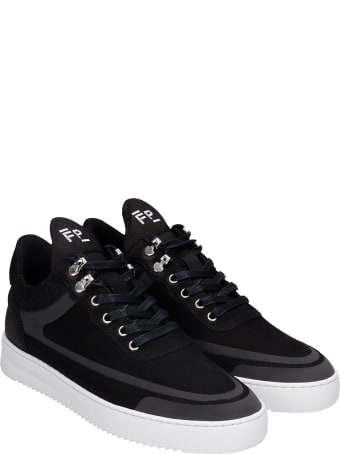 Filling Pieces Low Top Ripple Sneakers In Black Leather And Fabric