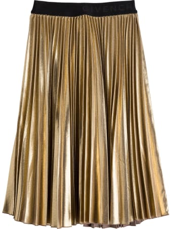 Givenchy Pleated Skirt In Gold Lamé