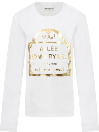 Sonia Rykiel White T-shirt For Girl With Logo