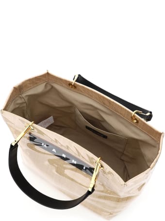 Marni Glossy Grip Tote Bag Raffia