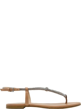Ninalilou Nude Leather Flat Sandals