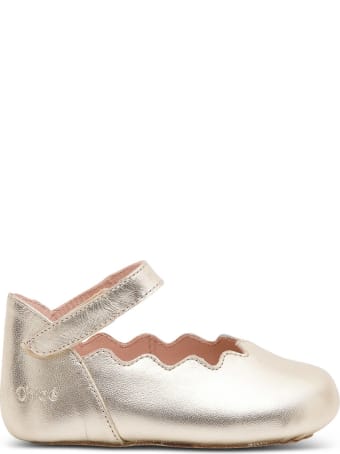 Chloé Golden Leather Flat Shoes