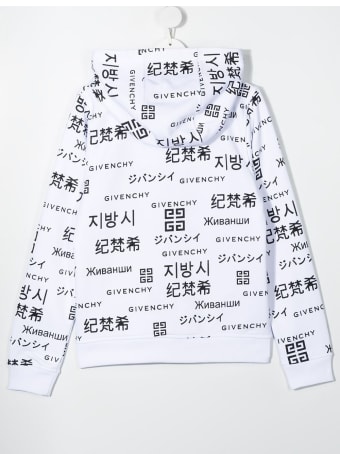 Givenchy White Cotton Hoodie With Allover Print