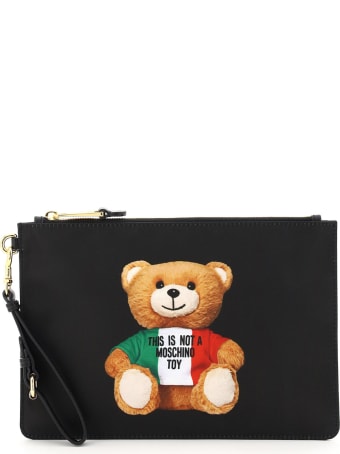 Moschino Pouch With Italian Teddy Bear Print