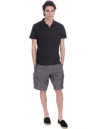 120% Lino Polo In Black Linen