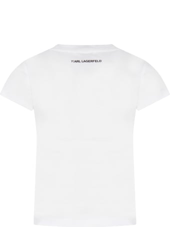 Karl Lagerfeld Kids White T-shirt For Girl With Colorful Karl