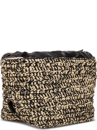 Jil Sander Shoulder Bag In Woven Raffia And Leather