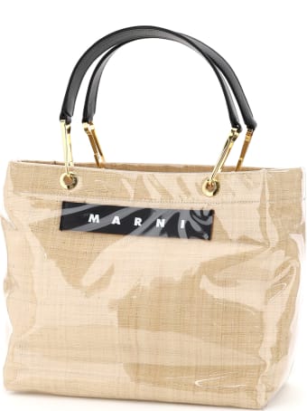 Marni Glossy Grip Tote Bag Raffia