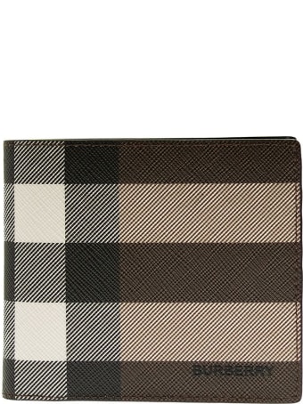 Burberry Check E-canvas International Bifold Wallet Dark Birch Brown