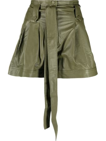 TwinSet Green Leatheret Shors With Belt