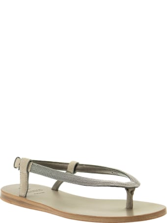 Brunello Cucinelli Suede Sandals With Precious Strap