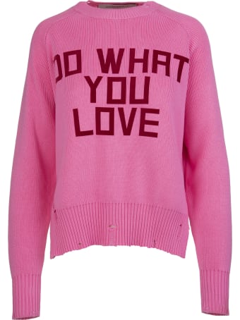 Golden Goose Woman Delilah Pink Sweater With Front Print