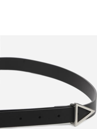 Bottega Veneta Leather Belt With Silver Triangular Buckle