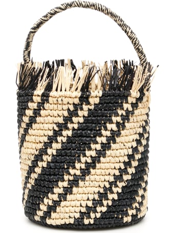 Sensi Studio Striped Wicker Bag