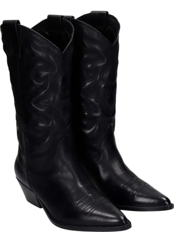 Julie Dee Texan Boots In Black Leather